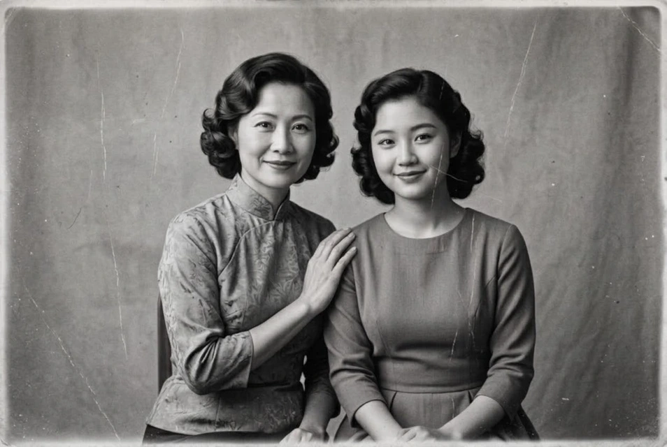 Edited result: Vintage colour photo to monochrome