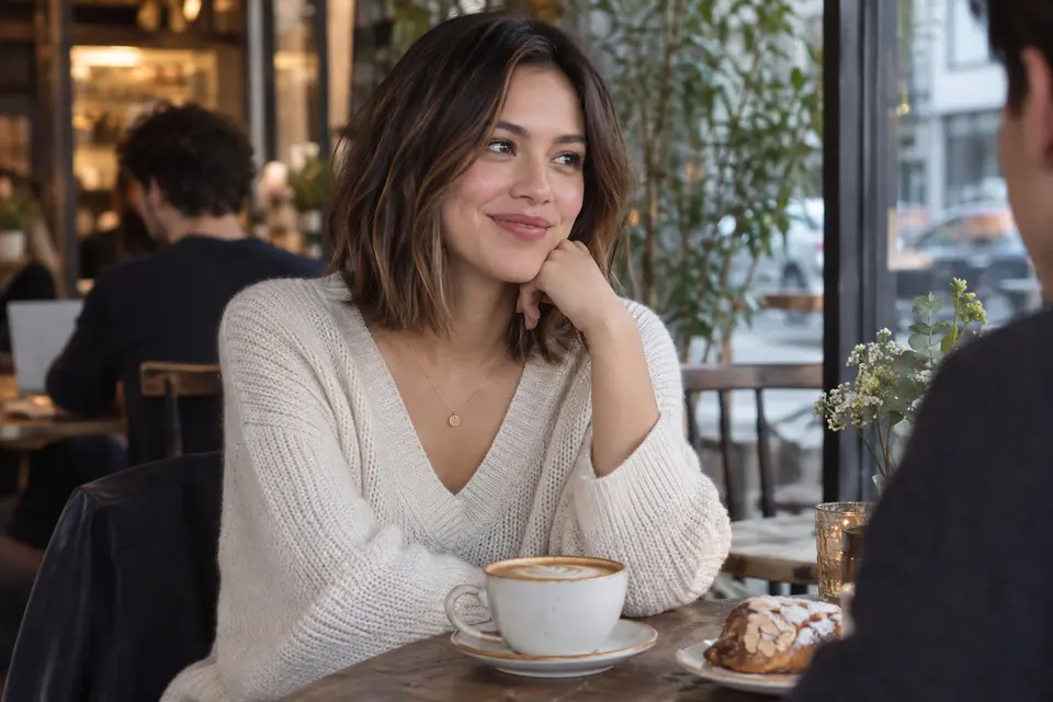 実際のコーヒーデートの場面で見せる実用的なヘアスタイル