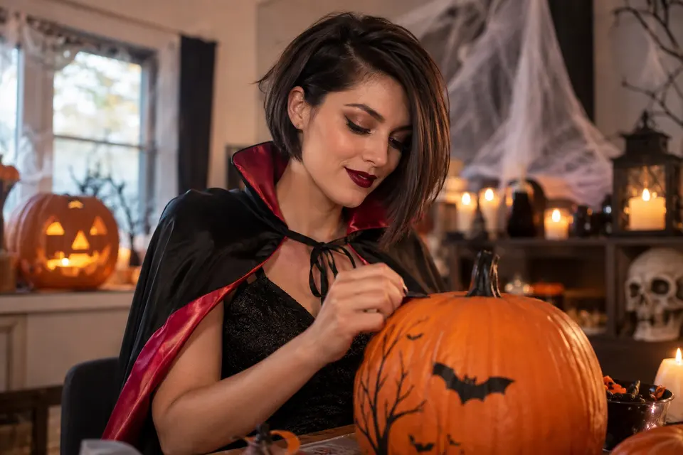 Un peinado práctico mostrado en el escenario real de Halloween